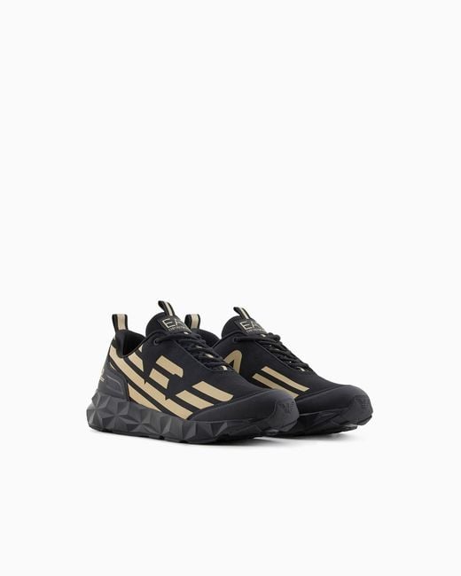 EA7 Black Logo-Print Sneakers for men