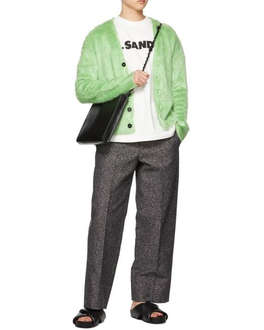 Jil Sander Black Logo Embossed Braided Strapped Shoulder Bag for men