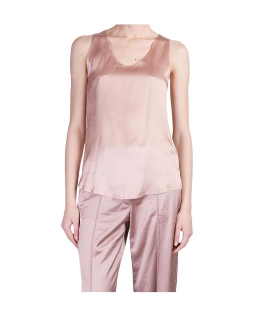 Balmain Pink Sleeveless Satin Tank Top