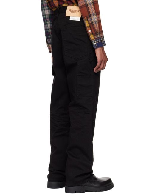 DSquared² Black Straight-Leg Cargo Trousers for men