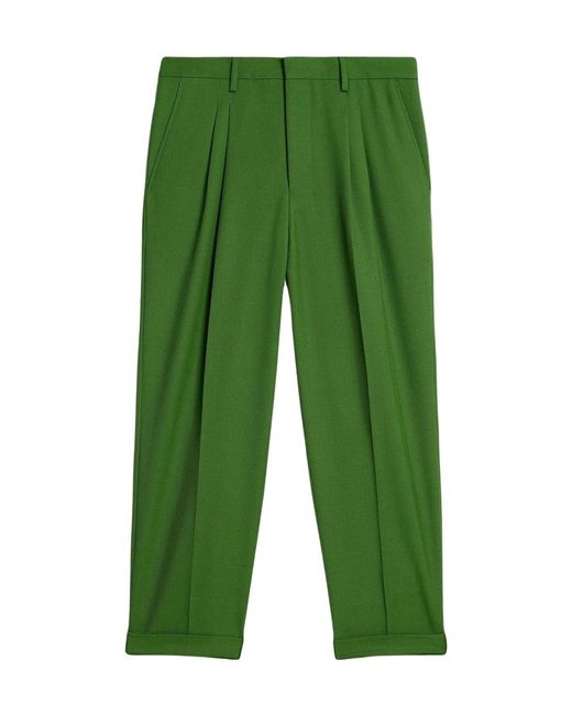 AMI Green Casual Pants With Waist And Loop Straps for men