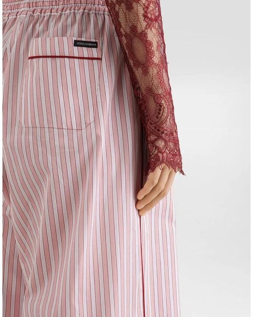 Dolce & Gabbana Pink Striped Drawstring Trousers