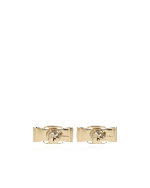 Ferragamo White Ferragamo Bow Detailed Earrings