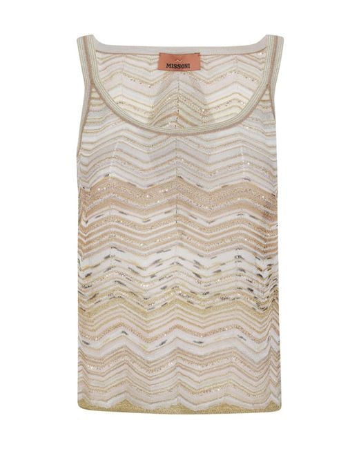 Missoni Natural Chevron Lamé Tank Top
