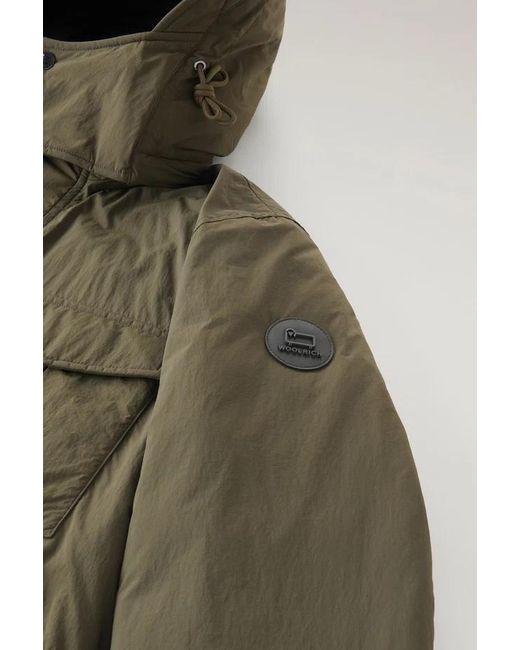 Woolrich Green Hooded Down Jacket for men