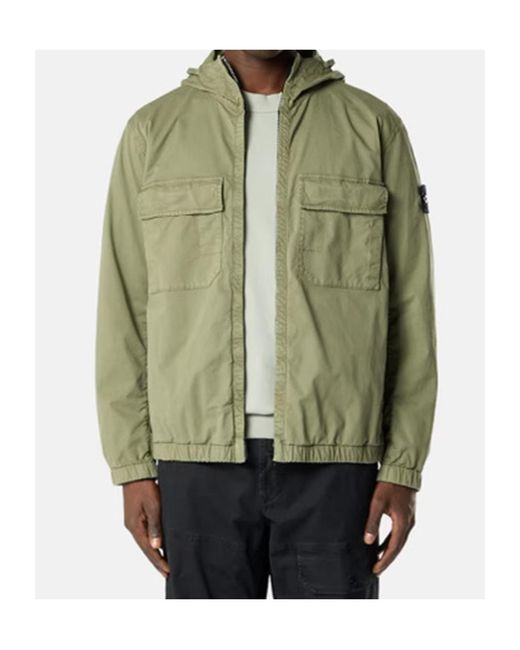 Stone Island Green Flap-Pocket Hooded Jacket for men
