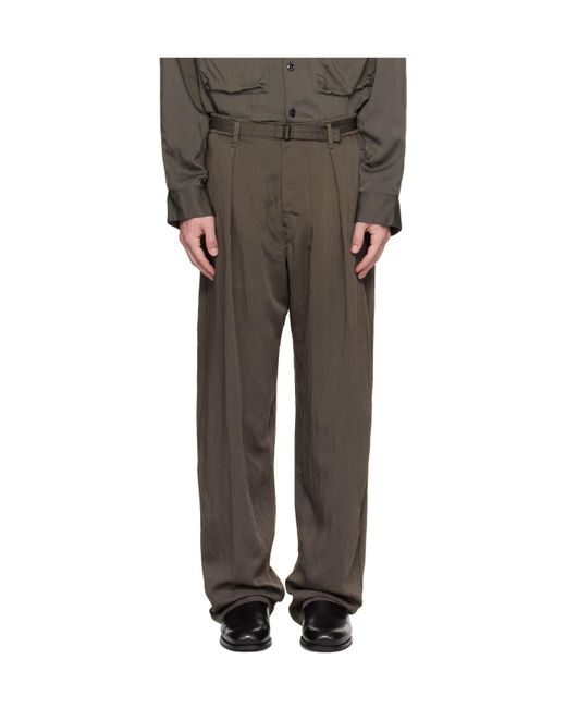 Lemaire Gray Front Pleat Belted Pants for men