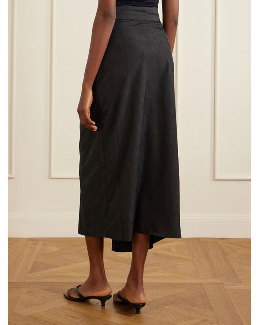 Rohe Black Crinkled-Satin Midi Skirt