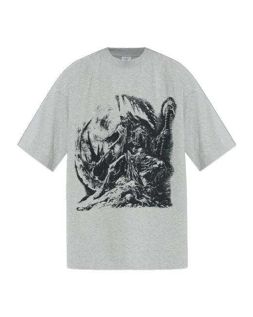 Vetements Gray Graphic Printed Crewneck T-Shirt for men