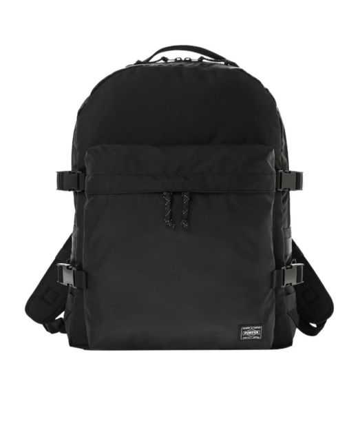 Porter-Yoshida and Co Black Buckled Backpack for men