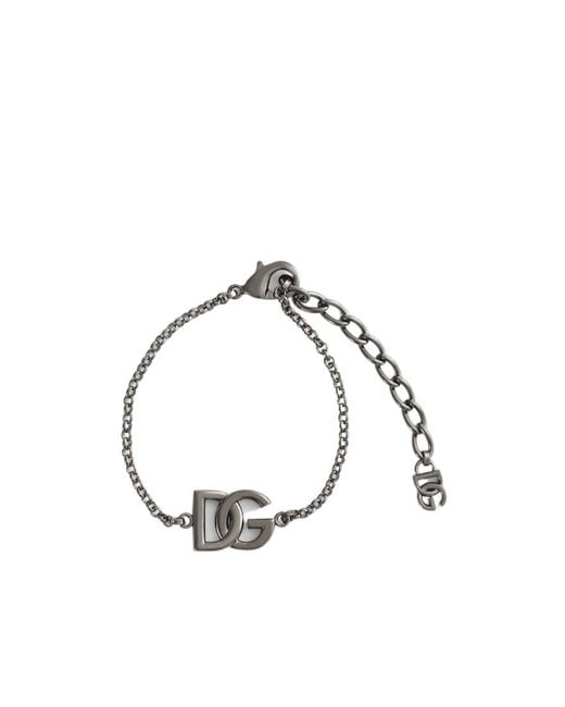Dolce & Gabbana Metallic Logo-Charm Bracelet for men