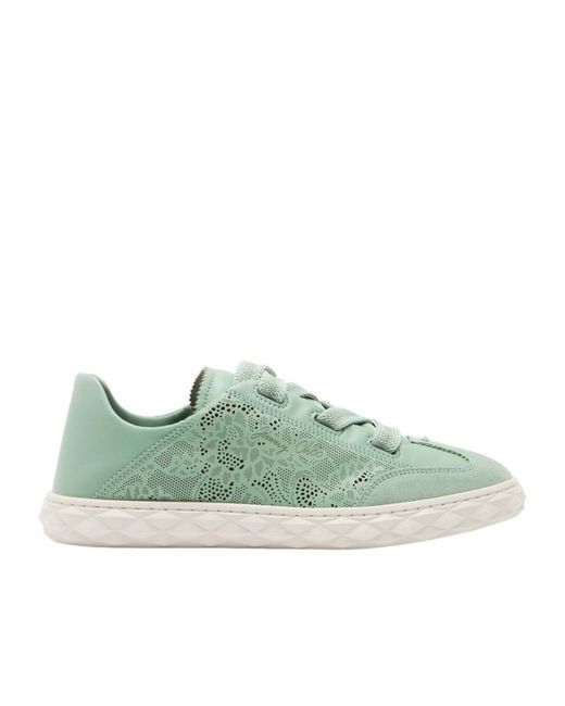 Jimmy Choo Green Diamond Light Flex Perforated Leather Sneakers