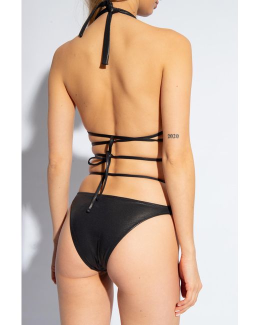 Versace Black Greca-Detailed Triangle Bikini Top