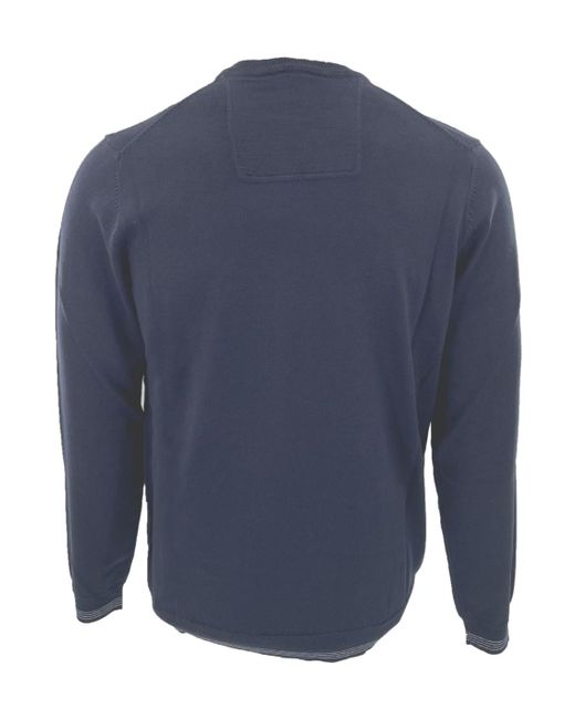 Boss Blue Round-Collar And Long-Sleeved Sweater for men
