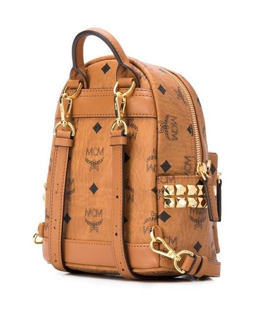 MCM Brown Repeat Logo Backpack