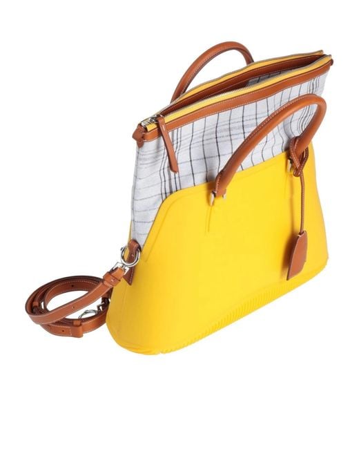 Maison Margiela Yellow Large Checked Tote Bag