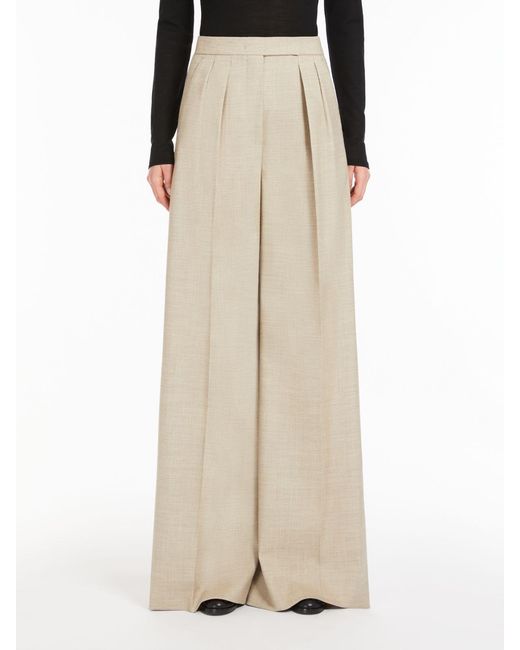 Max Mara Natural Button Detailed Wide-Leg Trousers