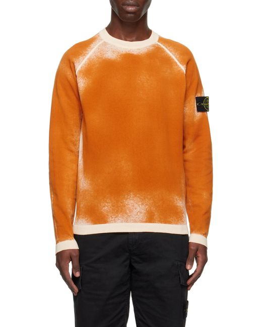 Stone Island Orange Compass-Patch Tie-Dye Sweatshirt for men