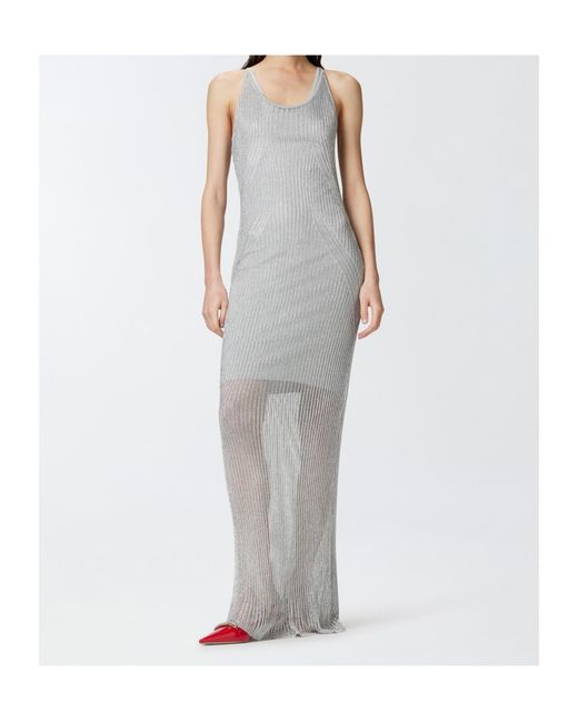 Pinko White Sleeveless Knitted Long Dress