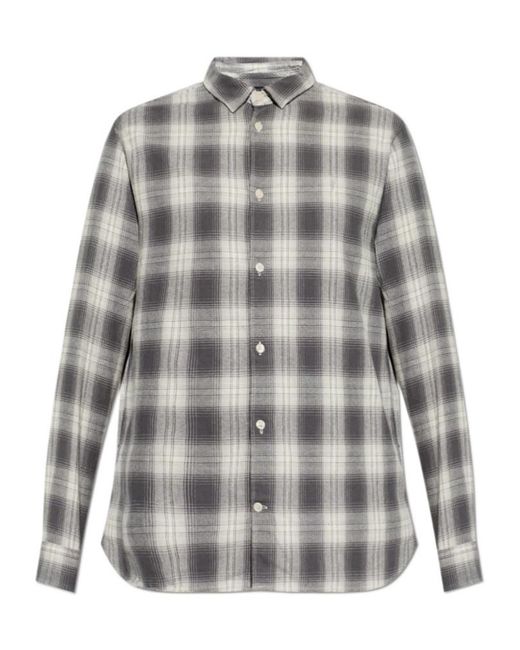 AllSaints Gray Kelby Checked Shirt for men