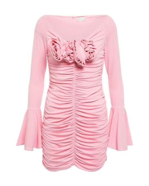 Magda Butrym Pink Ruched Jersey Minidress