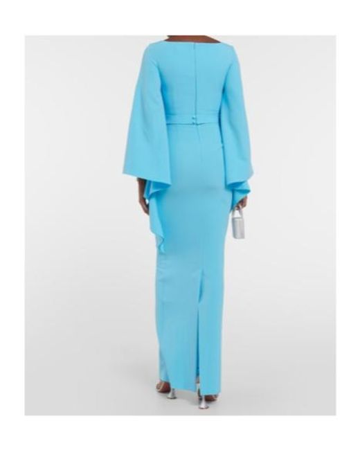 Safiyaa Blue Boat N Flared Belted Maxi Dress