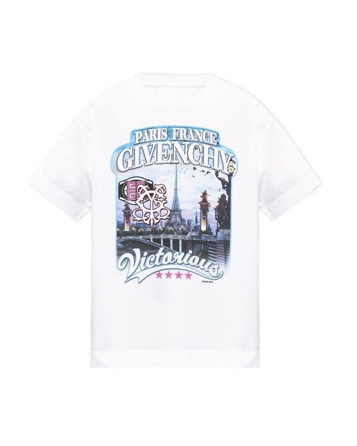 Givenchy White Graphic Printed Crewneck T-Shirt for men