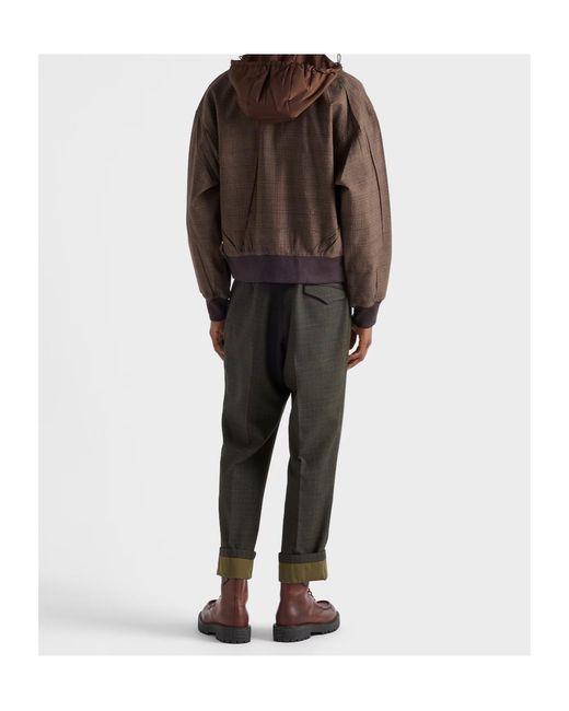 Prada Brown Wool Hooded Jacket for men