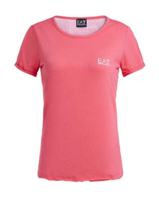 EA7 Pink Round-Necked Logo T-Shirt