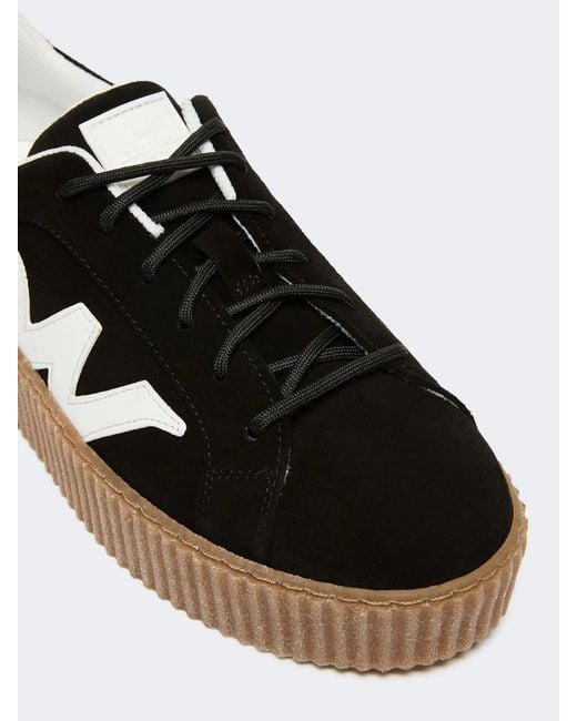 Weekend by Maxmara Black Split Leather Logo Sneaker