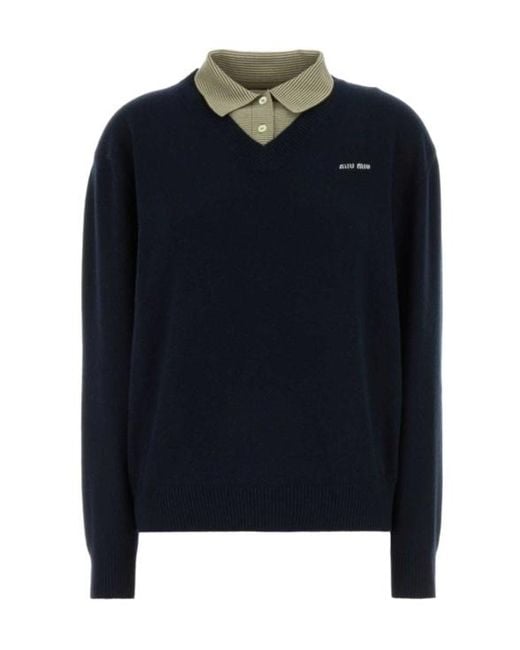 Miu Miu Blue Wool And Cashmere Sweater