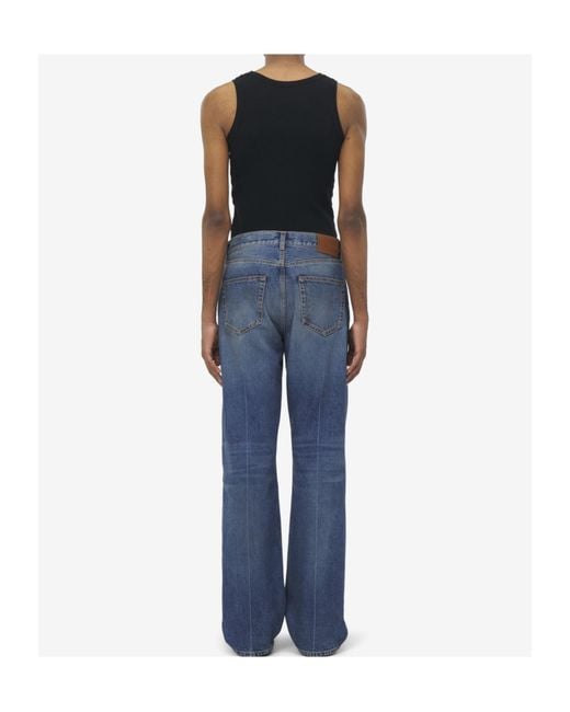 McQueen Blue Logo Patch Straight-Leg Jeans for men