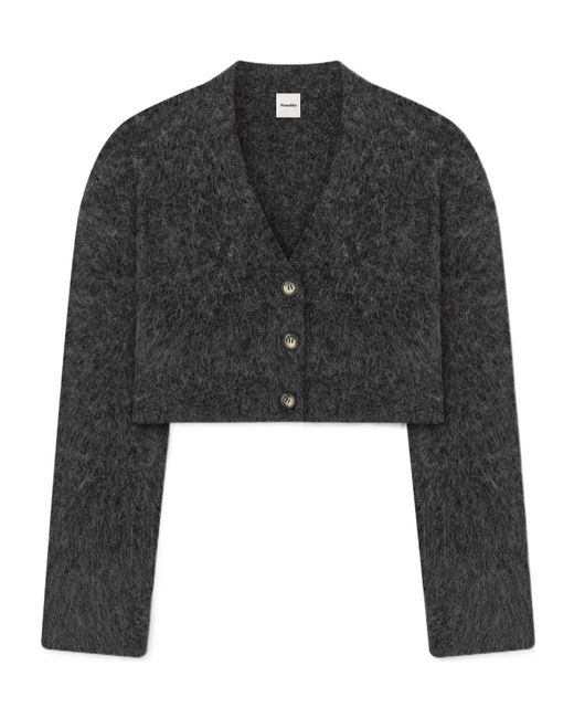 Nanushka Black Henny Cropped Brushed Cardigan