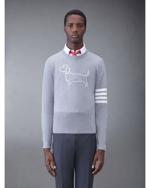 Thom Browne Gray Bar Stripe Crewneck Jumper for men