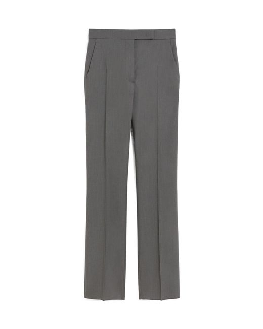 Max Mara Gray Turbigo Pleat Detailed Striaght Leg Trousers