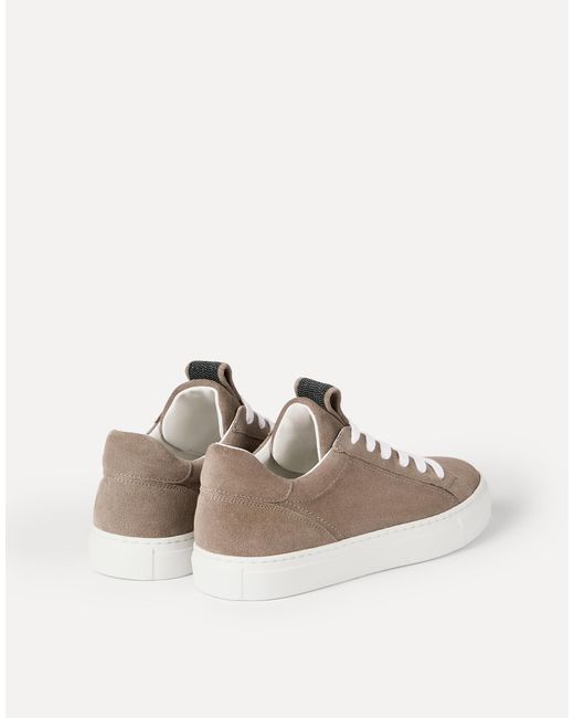 Brunello Cucinelli Brown Suede Sneakers With Precious Loop