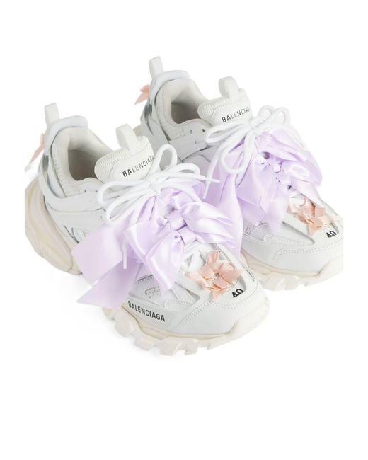 Balenciaga White Track Bow Lace-Up Sneakers