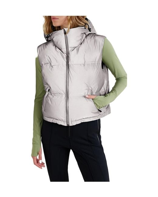 Aztech Mountain Gray Quilted Softshell Hooded Cropped Down Vest