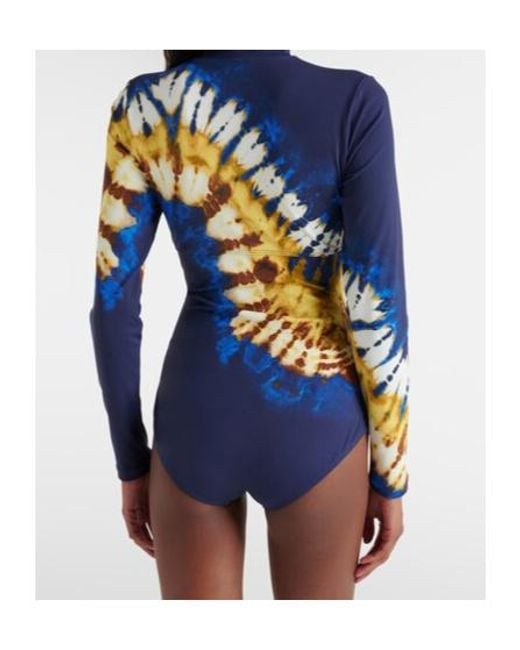 ALÉMAIS Blue Martine Draped Printed Swimsuit