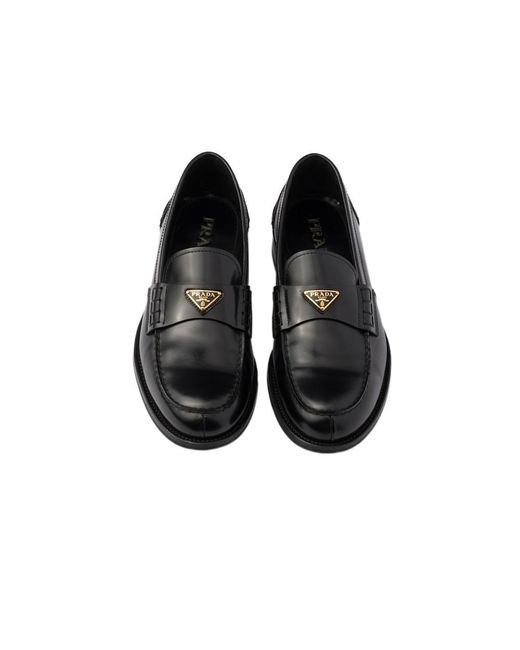 Prada Black Triangle-Logo Slip-On Loafers for men