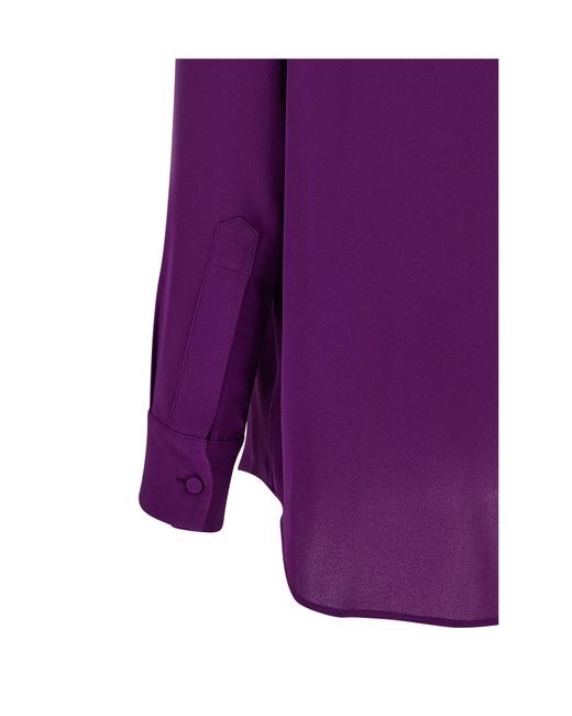 Balenciaga Purple Scarf-Neck Long-Sleeved Shirt