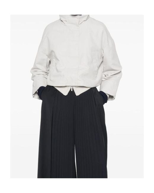Emporio Armani White High-Neck Bomber Jacket