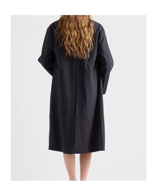 Prada Blue Single-Breasted Light Wool Coat