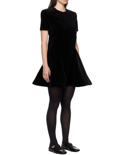 Valentino Black Asymmetric-Hem Crewneck Dress