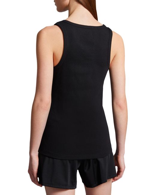 Moncler Black Logo Embroidered Ribbed Tank Top