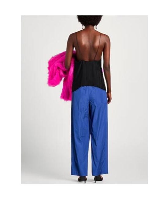 MAX&Co. Blue Solid Color Loose-Fit Trousers