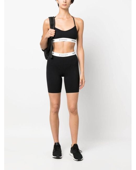 Sporty & Rich Black Logo-Waistband Shorts for men