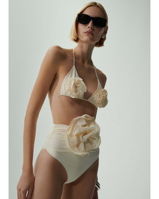 Magda Butrym White Floral Strappy Triangle Bikini Top