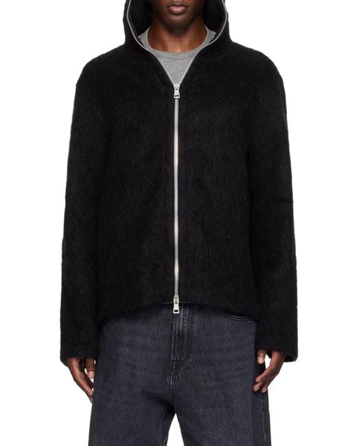 Our Legacy Black Full Zip Hooded Sweater for men