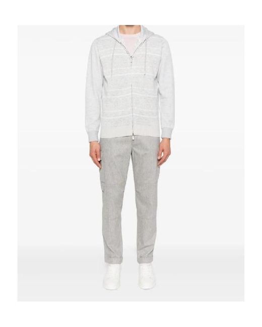 Eleventy White Patterned Wool Hoodie for men